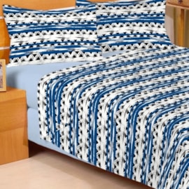 Jogo de Cama Queen Duplo Encanto Geometrico Azul Jogo de Cama Queen Duplo Encanto Geometrico Azul