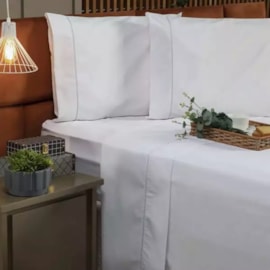 Jogo de Cama Queen Hotelaria Ponto Palito 200 Fios Branco Jogo de Cama Queen Hotelaria Ponto Palito 200 Fios Branco