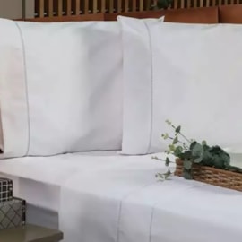 Jogo de Cama Queen Hotelaria Ponto Palito 200 Fios Branco Jogo de Cama Queen Hotelaria Ponto Palito 200 Fios Branco