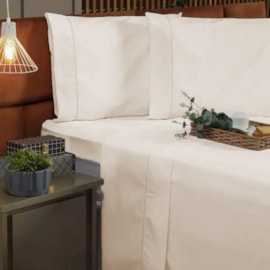 Jogo de Cama Queen Hotelaria Ponto Palito 200 Fios Creme Jogo de Cama Queen Hotelaria Ponto Palito 200 Fios Creme