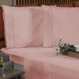 Jogo de Cama Queen Hotelaria Ponto Palito 200 Fios Rosè Jogo de Cama Queen Hotelaria Ponto Palito 200 Fios Rosè