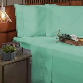 Jogo de Cama Queen Hotelaria Ponto Palito 200 Fios Verde Agua Jogo de Cama Queen Hotelaria Ponto Palito 200 Fios Verde Agua