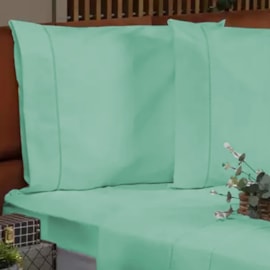 Jogo de Cama Queen Hotelaria Ponto Palito 200 Fios Verde Agua Jogo de Cama Queen Hotelaria Ponto Palito 200 Fios Verde Agua