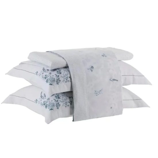 Jogo de Cama Queen Kacyumara Satinee Bluevel 4 Peças 300 Fios Jogo de Cama Queen Kacyumara Satinee Bluevel 4 Peças 300 Fios