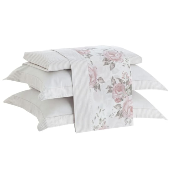 Jogo de Cama Queen Kacyumara Satinee Florian 4 Peças 300 Fios Jogo de Cama Queen Kacyumara Satinee Florian 4 Peças 300 Fios