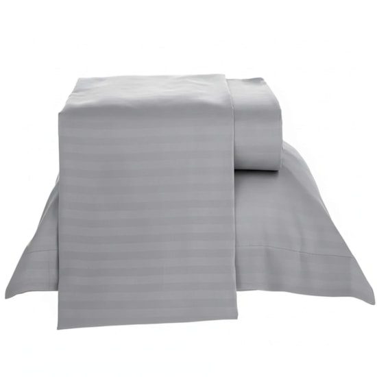 Jogo de Cama Queen Lepin Enxovais Stripe Cinza 4 Pçs (2lençois + 2Fronha)
