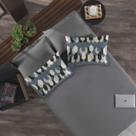 Jogo de Cama Queen Portallar Chevron Azul/Cinza - 3 peças Jogo de Cama Queen Portallar Chevron Azul/Cinza - 3 peças