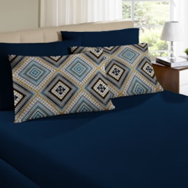 Jogo de Cama Queen Portallar Dubai/Azul Marinho 3 peças Jogo de Cama Queen Portallar Dubai/Azul Marinho 3 peças