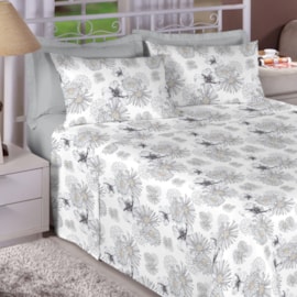 Jogo de Cama Queen Premium Linea 180 Fios Floral Cinza (2 Lençois + 2 Fronha) Jogo de Cama Queen Premium Linea 180 Fios Floral Cinza (2 Lençois + 2 Fronha)