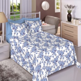 Jogo de Cama Queen Premium Linea 180 Fios Flores Azul (2 Lençois + 2 Fronha) Jogo de Cama Queen Premium Linea 180 Fios Flores Azul (2 Lençois + 2 Fronha)