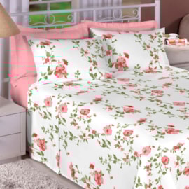 Jogo de Cama Queen Premium Linea 180 Fios Flores Rosas (2 Lençois + 2 Fronha) Jogo de Cama Queen Premium Linea 180 Fios Flores Rosas (2 Lençois + 2 Fronha)