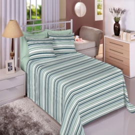 Jogo de Cama Queen Premium Linea 180 Fios Listra Verde (2 Lençois + 2 Fronha) Jogo de Cama Queen Premium Linea 180 Fios Listra Verde (2 Lençois + 2 Fronha)