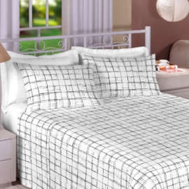 Jogo de Cama Queen Premium Linea 180 Fios Quadros Branco (2 Lençois + 2 Fronha) Jogo de Cama Queen Premium Linea 180 Fios Quadros Branco (2 Lençois + 2 Fronha)
