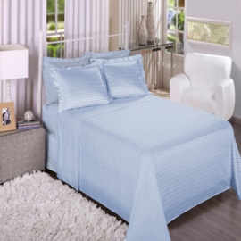 Jogo de Cama Queen Trésor 300 Fios Listra Azul Jogo de Cama Queen Trésor 300 Fios Listra Azul