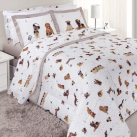 Jogo de Cama Queen Vida Bela 200 Fios Filhotes Kacyumara 4Pçs Jogo de Cama Queen Vida Bela 200 Fios Filhotes Kacyumara 4Pçs