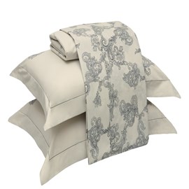 Jogo de Cama Queen Vida Bela 200 Fios Lunne Kacyumara 4Pçs Jogo de Cama Queen Vida Bela 200 Fios Lunne Kacyumara 4Pçs