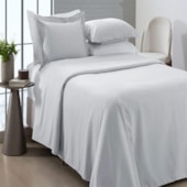 Jogo de Cama Solteiro Branco Listrado Lepin Enxovais 3 Peças (2 Lençóis + 1 Fronha) – Macio, Resistente e Padrão Hotelaria Ideal para Airbnb