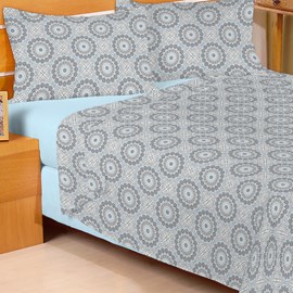 Jogo de Cama Solteiro Duplo Encanto Arabesco Azul 3 Peças Jogo de Cama Solteiro Duplo Encanto Arabesco Azul 3 Peças