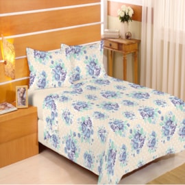 Jogo de Cama Solteiro Duplo Encanto Floral Roxo