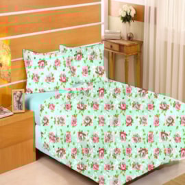 Jogo de Cama Solteiro Duplo Encanto Floral Verde Jogo de Cama Solteiro Duplo Encanto Floral Verde
