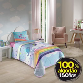 Jogo de Cama Solteiro Infantil Lepper Unicórnio 3 Peças Jogo de Cama Solteiro Infantil Lepper Unicórnio 3 Peças