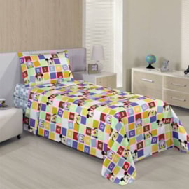 Jogo de Cama Solteiro Infantil Microfibra Mickey Toy Santista 3 peças Jogo de Cama Solteiro Infantil Microfibra Mickey Toy Santista 3 peças