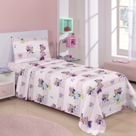 Jogo de Cama Solteiro Infantil Microfibra Minnie Kitsch Santista 3 peças Jogo de Cama Solteiro Infantil Microfibra Minnie Kitsch Santista 3 peças