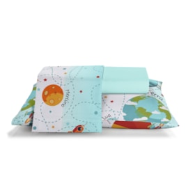 Jogo de Cama Solteiro Infantil Santista Basic Espacial 3 Peças 100% Algodão Jogo de Cama Solteiro Infantil Santista Basic Espacial 3 Peças 100% Algodão