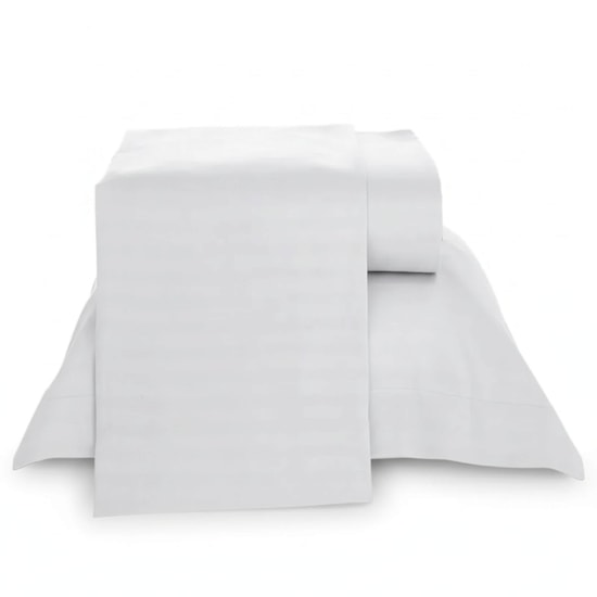 Jogo de Cama Solteiro Lepin Enxovais Stripe Branco 3 Pçs (2lençois + 1Fronha)