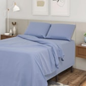 Jogo de Cama Solteiro Teka Diamante Azul 150 Fios 3 Peças (2 Lençois e 1 Fronhas)