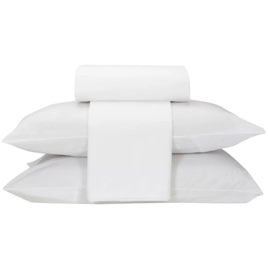 Jogo de Cama Solteiro Teka Diamante Branco 150 Fios 3 Peças (2 Lençois e 1 Fronhas)