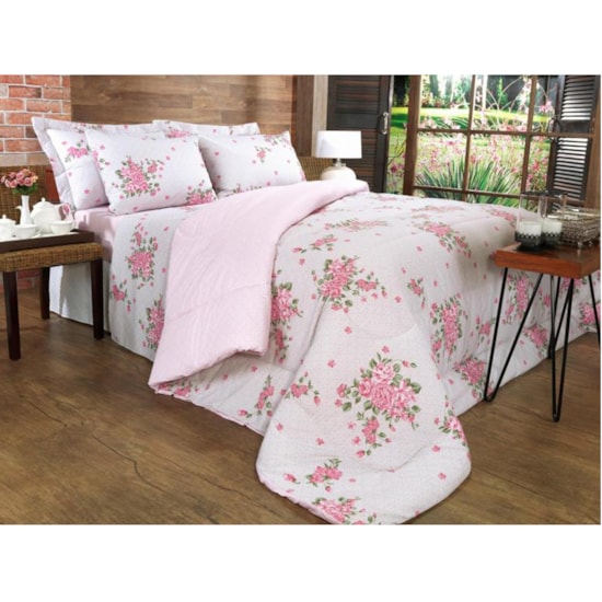 Jogo de Cama Solteiro Teka Diamante Elisa Rosa 150 Fios 4 Peças Jogo de Cama Solteiro Teka Diamante Elisa Rosa 150 Fios 4 Peças