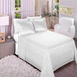 Jogo de Cama Solteiro Trésor 300 Fios Arabesco Branco Jogo de Cama Solteiro Trésor 300 Fios Arabesco Branco