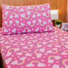 Jogo de Lençol 2 Peças Portallar Arco Iris Pink (1 Fronha e 1 Lençol) Jogo de Lençol 2 Peças Portallar Arco Iris Pink (1 Fronha e 1 Lençol)