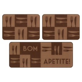 Jogo de Tapete de Cozinha Menu Jolitex Bom Apetite 3 Peças