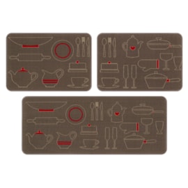 Jogo de Tapete de Cozinha Menu Jolitex Panelas 3 Peças Jogo de Tapete de Cozinha Menu Jolitex Panelas 3 Peças