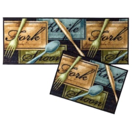 Jogo de Tapete para Cozinha Corttex Bistrô Talheres 2 Pçs Jogo de Tapete para Cozinha Corttex Bistrô Talheres 2 Pçs