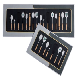 Jogo de Tapete para Cozinha Corttex Gourmet Talheres 2Pçs Jogo de Tapete para Cozinha Corttex Gourmet Talheres 2Pçs