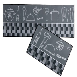 Jogo de Tapete para Cozinha Corttex Gourmet Utensílios 2Pçs Jogo de Tapete para Cozinha Corttex Gourmet Utensílios 2Pçs