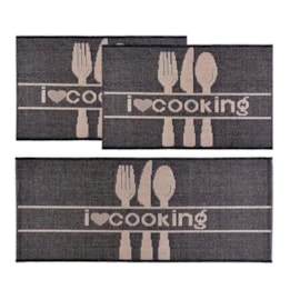 Jogo de Tapete para Cozinha Eco Nature Cooking Preto Jogo de Tapete para Cozinha Eco Nature Cooking Preto