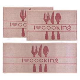 Jogo de Tapete para Cozinha Eco Nature Cooking Vermelho Jogo de Tapete para Cozinha Eco Nature Cooking Vermelho