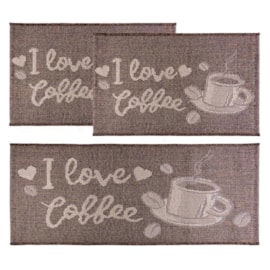 Jogo de Tapete para Cozinha Eco Nature Love Coffee Marrom Jogo de Tapete para Cozinha Eco Nature Love Coffee Marrom