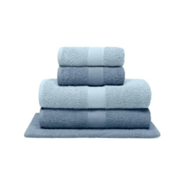 Jogo de Toalhas Bouton Natural Azul Claro/Azul Denim 5Pçs Jogo de Toalhas Bouton Natural Azul Claro/Azul Denim 5Pçs