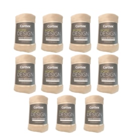Kit 10 Manta de Microfibra Solteiro Corttex Home Desing Bege 1,50m x 2,00m