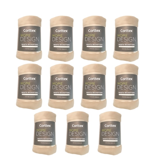 Kit 10 Manta de Microfibra Solteiro Corttex Home Desing Bege 1,50m x 2,00m  (ATACADO)