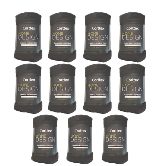 Kit 10 Manta de Microfibra Solteiro Corttex Home Desing Grafite 1,50m x 2,00m  (ATACADO)