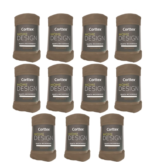 Kit 10 Manta de Microfibra Solteiro Corttex Home Desing Taupe 1,50m x 2,00m  (ATACADO)
