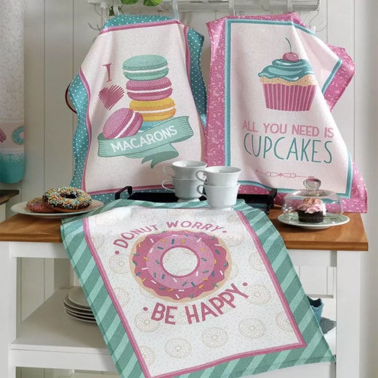 Kit 12 Panos de Copa Felpudo Estampado Dohler Doces Kit 12 Panos de Copa Felpudo Estampado Dohler Doces