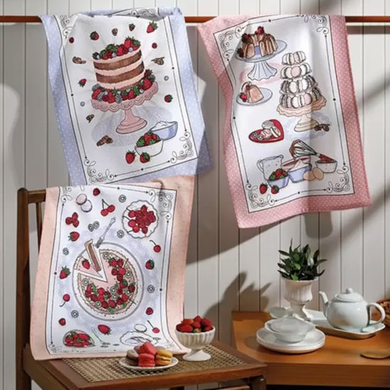 Kit 12 Panos de Copa Felpudo Estampado Dohler Doçura Kit 12 Panos de Copa Felpudo Estampado Dohler Doçura