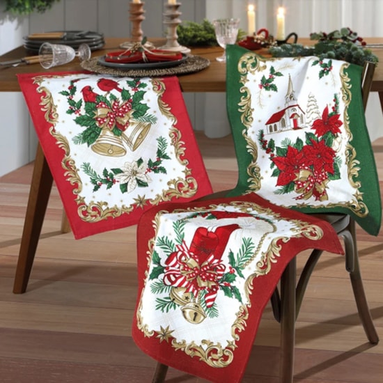 Kit 12 Panos de Copa Felpudo Estampado Dohler Natal 109 Kit 12 Panos de Copa Felpudo Estampado Dohler Natal 109